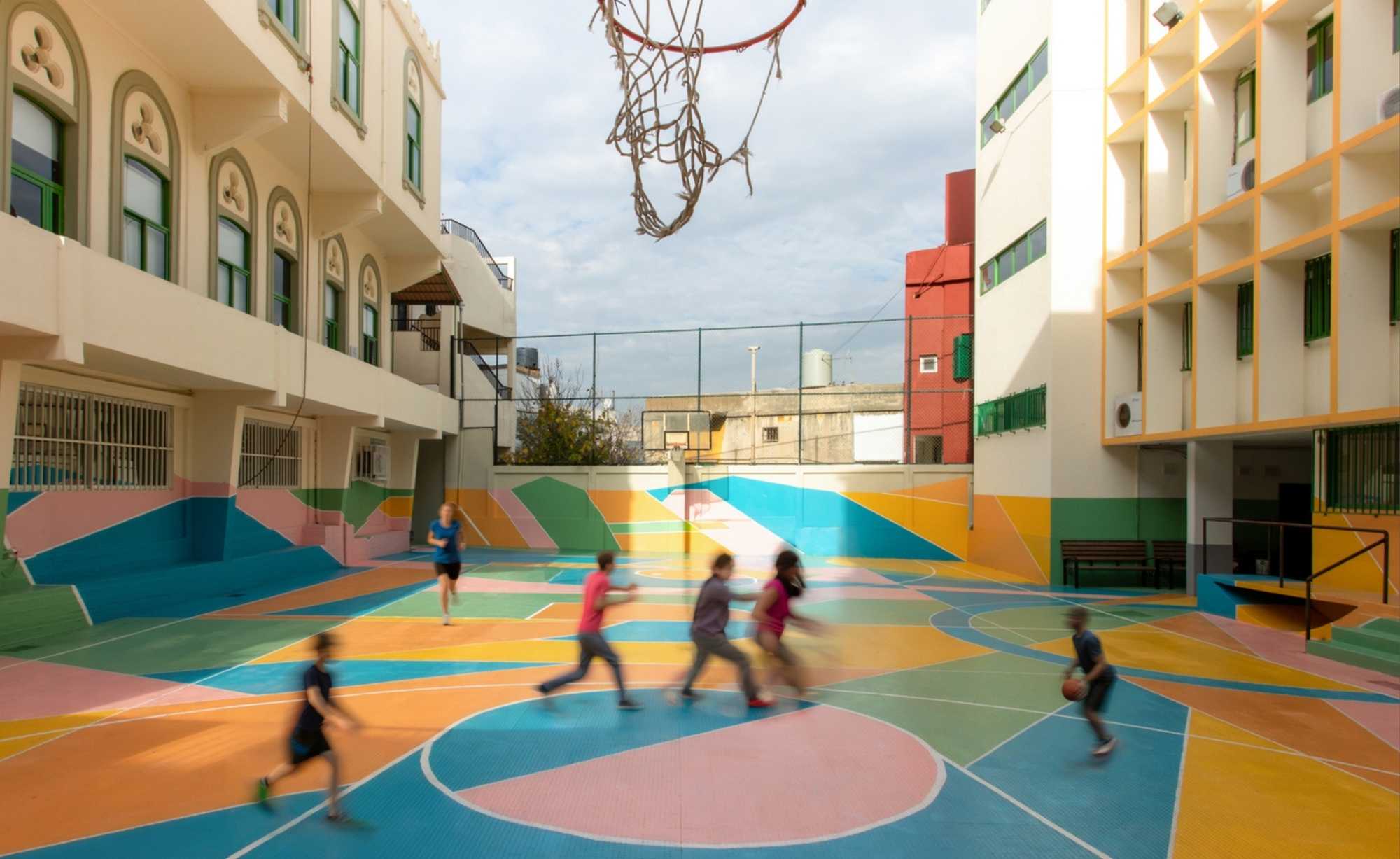 Beirut Architect Turns a Sunken Schoolyard Into a Pool of Colour