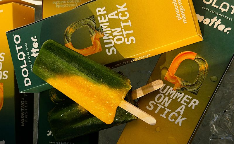 Dolato and Matter Team Up for a Matcha Mango Piña Colada Popsicle