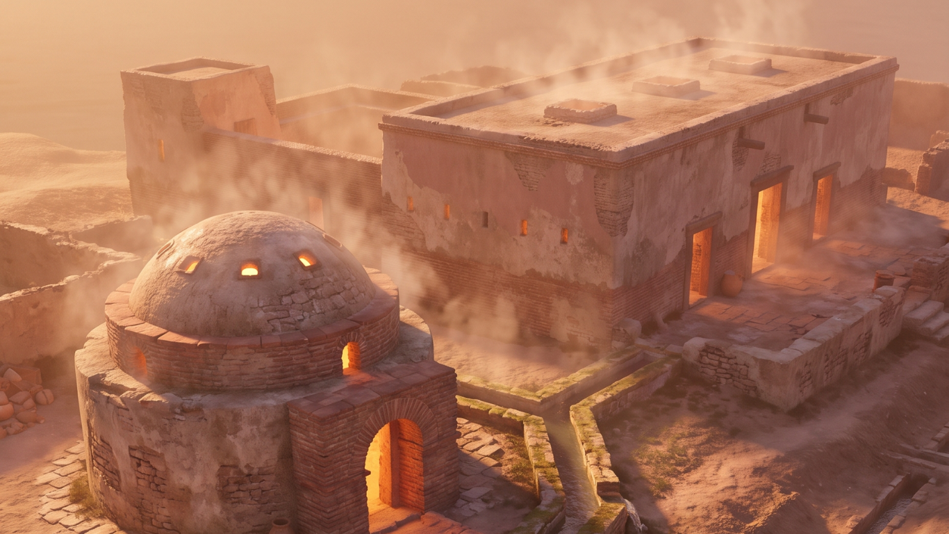 Tell Nasser's Unearthed Ancient Bath Complex Reimagined by AI