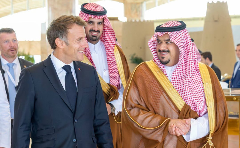 French President Macron Lands in Riyadh on Solidarity Visit