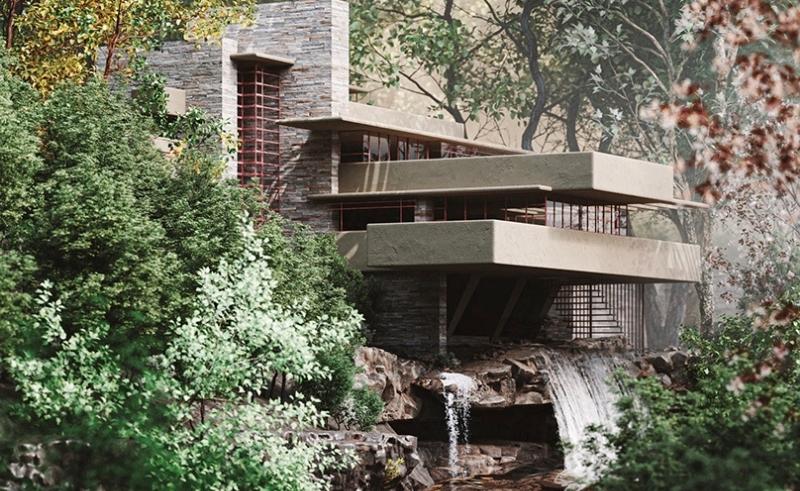 Revisiting the Genius of Fallingwater in This Render by Mahmoud Omar