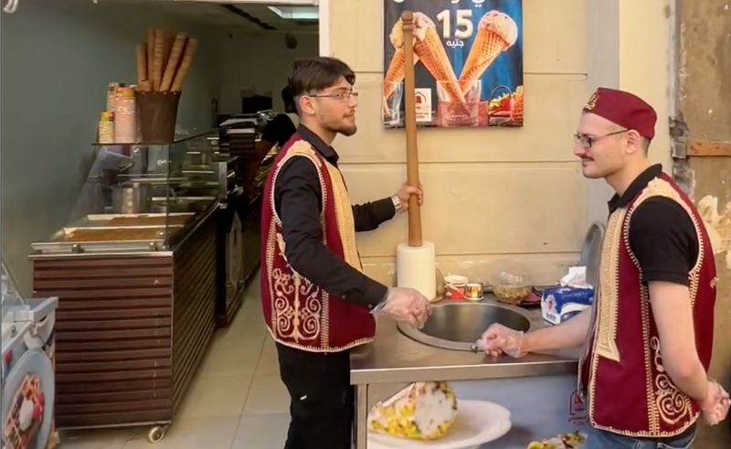 Omar El Demeshky Spins Traditional Syrian Booza in Talaat Harb