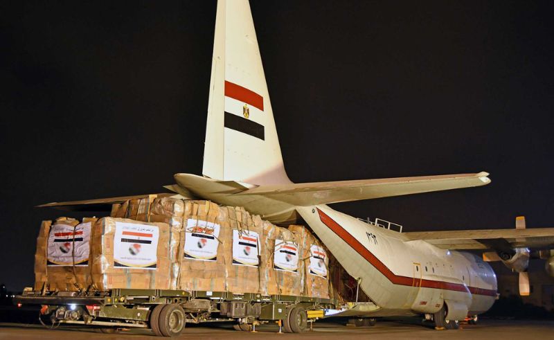 Egyptian Air Forces Drop Emergency Humanitarian Aid Into Gaza