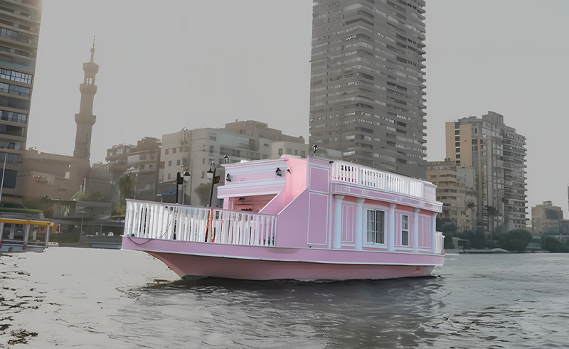 This All-Pink Airbnb Is the First Mobile Houseboat on Cairo’s Nile