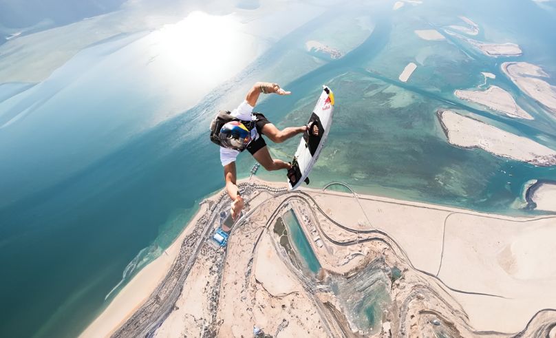 Red Bull Athlete Performs World's Highest Skydive-to-Surf Jump