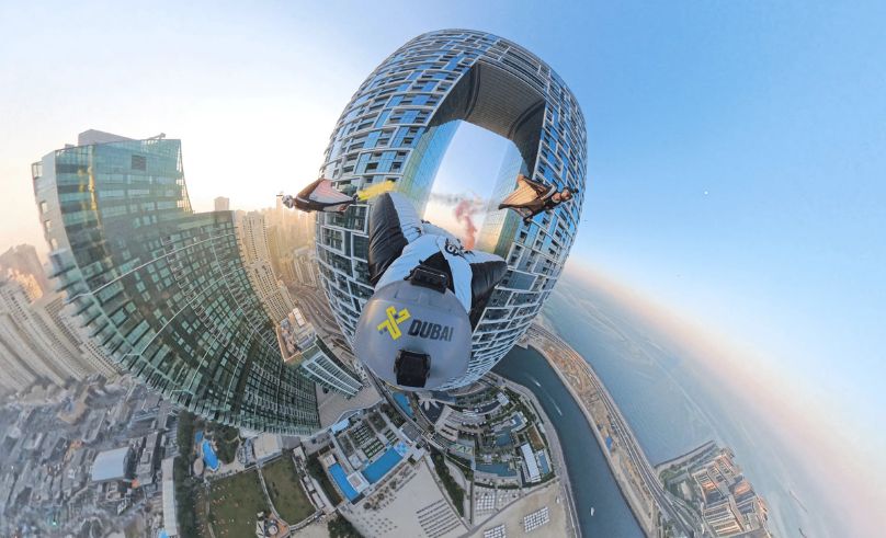 Skydive Dubai Fly Through Address Beach Resort Tower for Eid Al Etihad