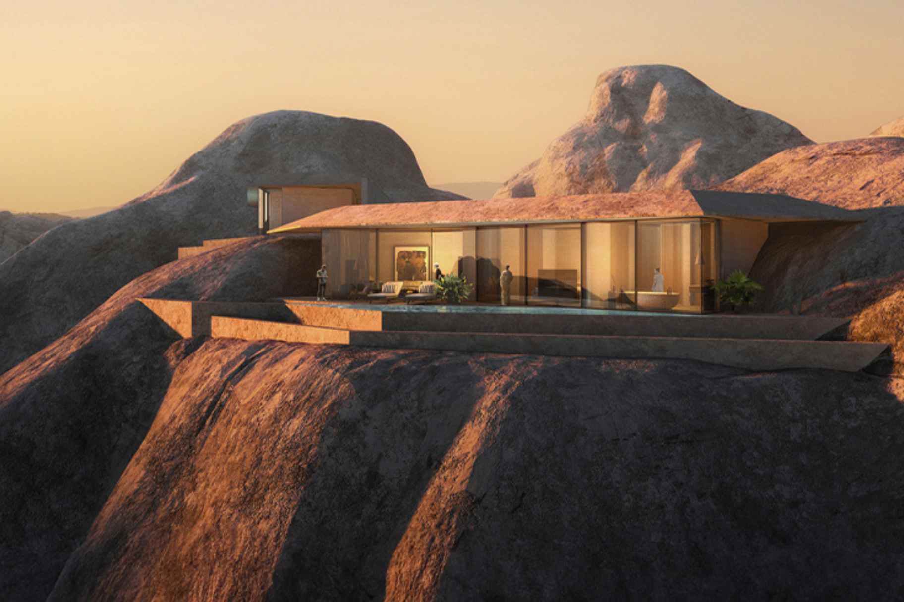 Oppenheim Architecture Crafts Desert Rock Resort Carved in Saudi Peaks