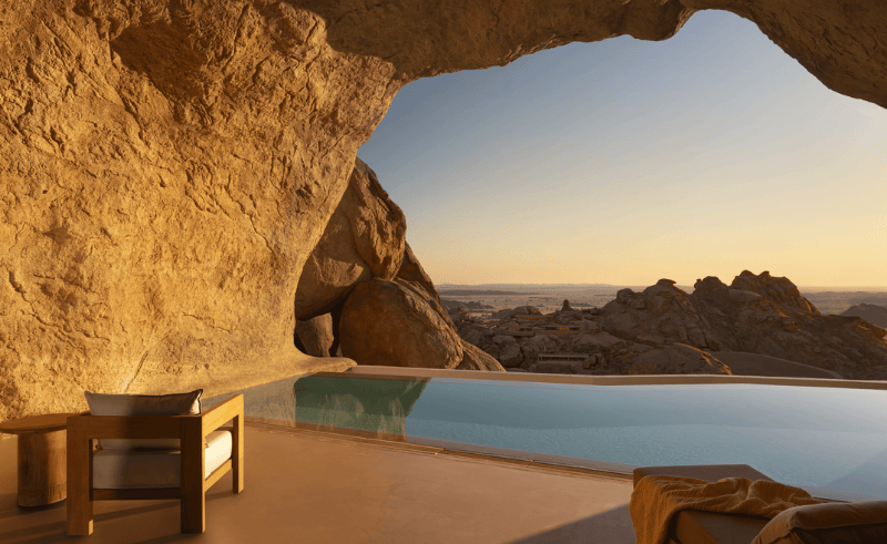 Desert Rock Resort is Carved Into the Hejaz Mountains of Saudi Arabia
