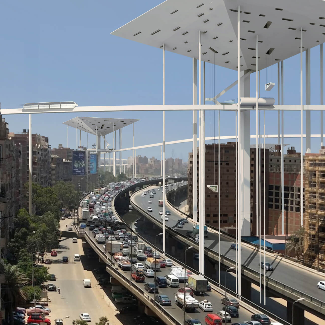 Fantastic Concept Art Imagines Inverted Pyramids Floating Over Cairo